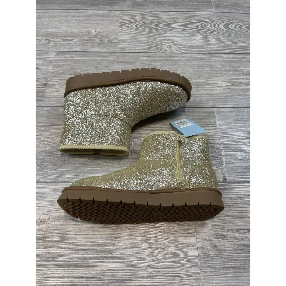 Cat & Jack Girls' Honor Faux Suede Boots Gold 4 NWT